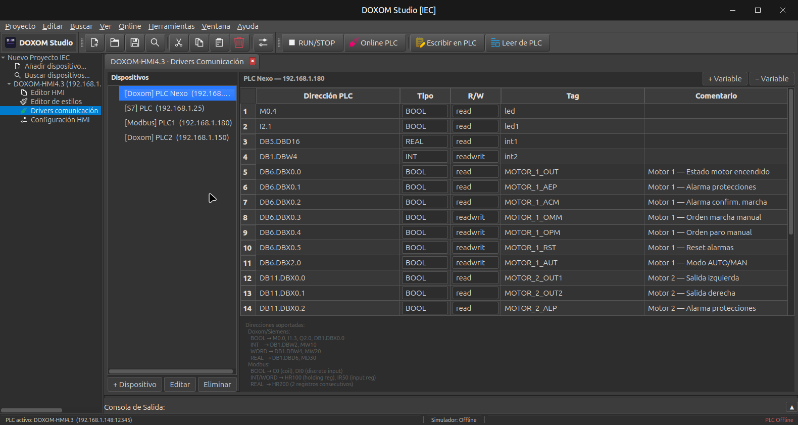 Enlace de datos HMI-PLC