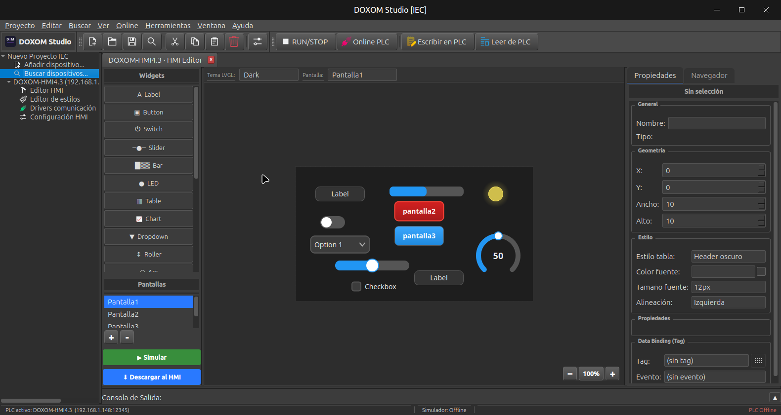 Editor HMI de DXM Studio