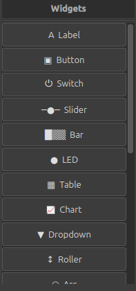 Panel de widgets HMI
